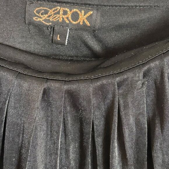 Larok Black Pleated Tiered Mini Babydoll Dress Size large - Picture 7 of 11